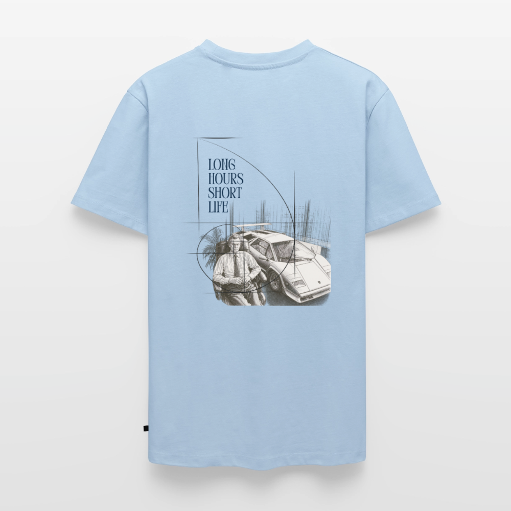 Long Hours Short Life Tee - light blue