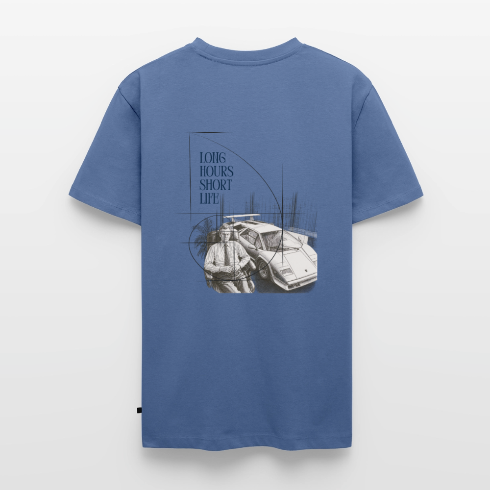 Long Hours Short Life Tee - stone blue