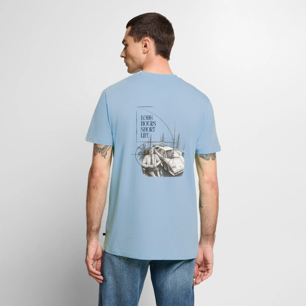 Long Hours Short Life Tee - light blue