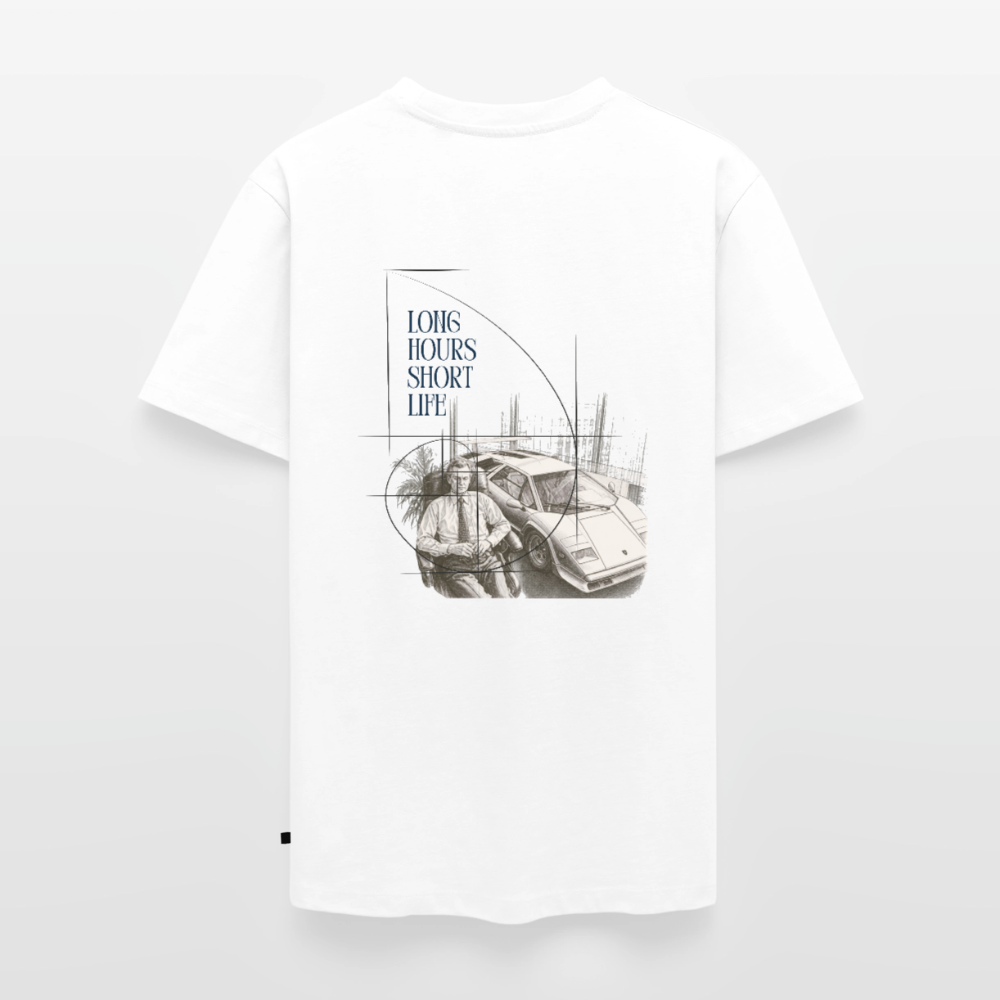 Long Hours Short Life Tee - white